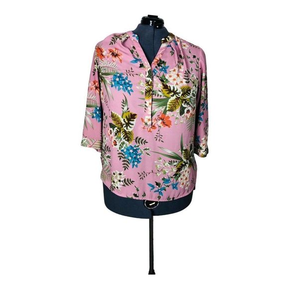 2226 Violet and Claire Women's Mauve Floral 3/4 Sleeve Blouse Top - Picture 1 of 7